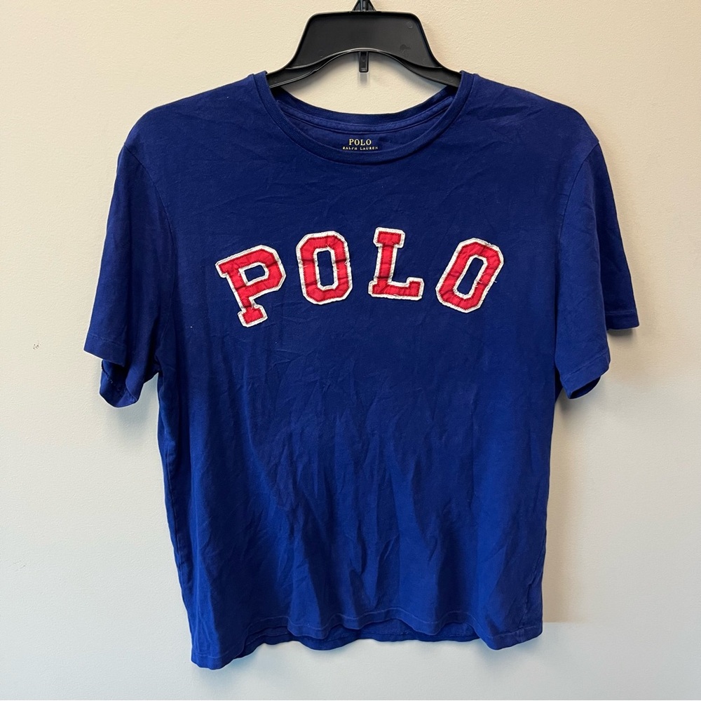 Polo SPELLOUT T-Shirt XL Dark Blue Ralph Lauren Embroidered 1-sided SOFT Cotton*